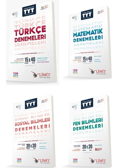 Limit Tyt Türkçe + Matematik + Sosyal + Fen Deneme Seti 4 Kitap 2024