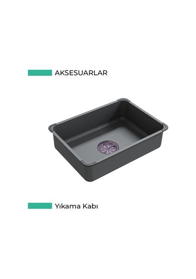 Angel Akıllı Granit Evye + Aksesuar Set Antrasit 60x49 İsimdebelirtilmiş