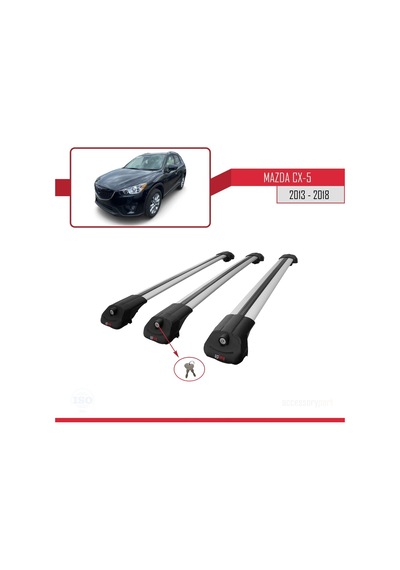 Mazda Cx-5 2013-2018 Arası İle Uyumlu Ace-1 Ara Atkı Tavan Barı Gri 3 Adet Bar