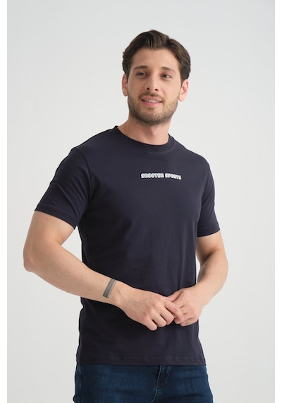 Shooter Sportwear Shooter Erkek Bisiklet Yaka Tişört Premium Pamuklu Yüksek Kalite Regular Fit Lacivert