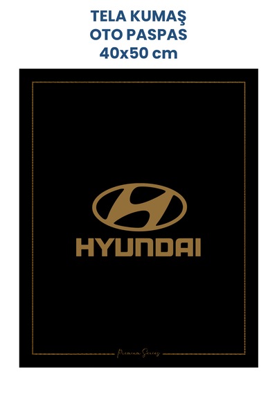 Tela Kumaş Suya Dayanıklı 40x50cm Hyundai 50adet Oto Paspas Siyah Altın Rengi Baskı Kağıt Değil