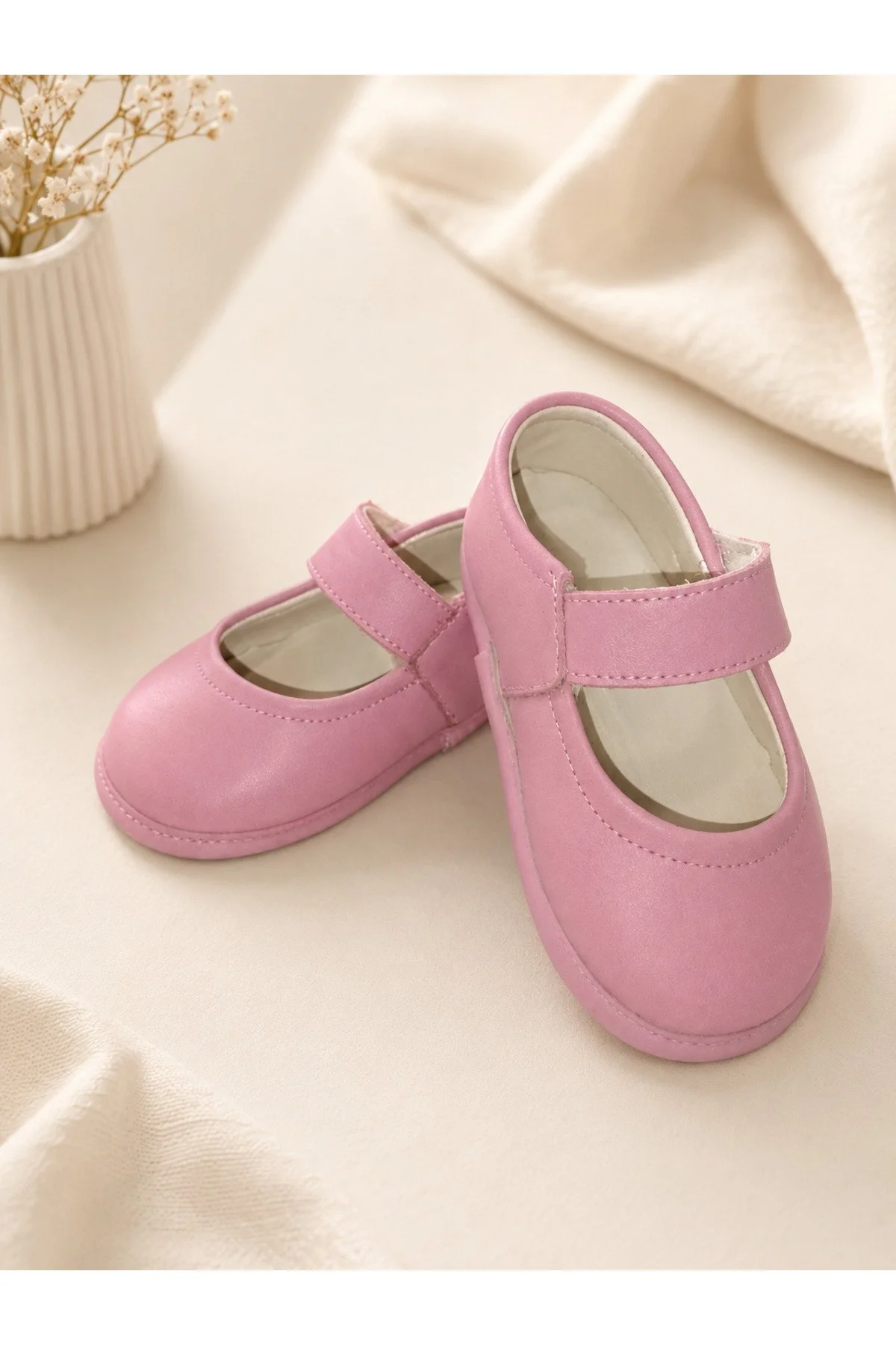 My Baby Kumsal % 100 Deri Bebe Patik & Ayakkabı Taban Ve İç Astar Tamamen Deriden Üretilmiştir. Pudra Pembe