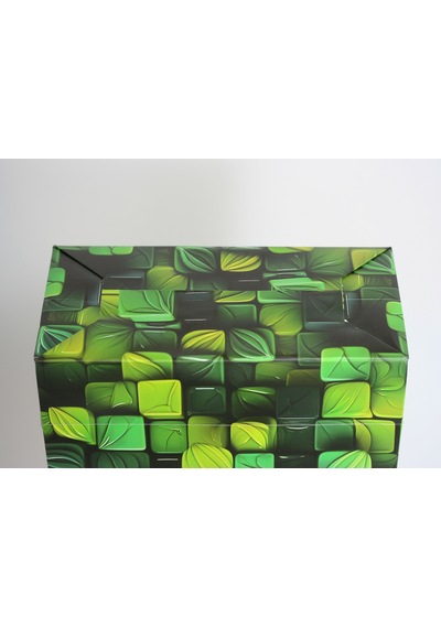 Eczane Hediyelik & Alışveriş Karton Çanta Körüklü Yeşil Mozaik 20 x 10 x 23.50 CM 25 Adet