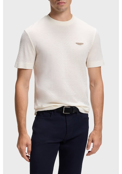 Boss Jakarlı Logolu Regular Fit Bisiklet Yaka T Shirt Erkek T Shirt 50565175 118 Bej