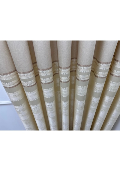 Nivemeshome Urla V-101 Krem 1/3 Sık Pileli Fon Perde Apm Krem