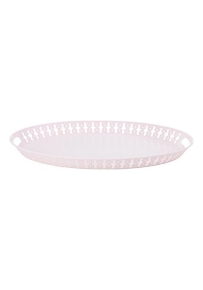 Tr Servis-sunum Tepsi 52x39 Cm Tozpembe Renk Meridyendukkan Yuvarlak Tepsi Çelik Genel