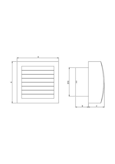 Bahçıvan 22.9x22.9 CM EC 1530E 2250 D/D 220/230 V Otomatik Panjurlu Tuvalet Banyo ve Mutfak Aspiratörü