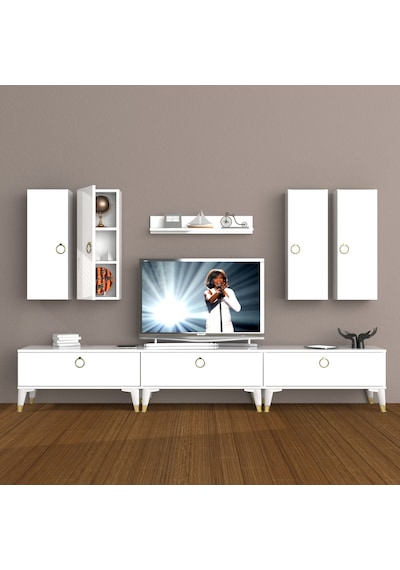 Decoraktiv Eko 8d Mdf Gold Tv Ünitesi Tv Sehpası Beyaz