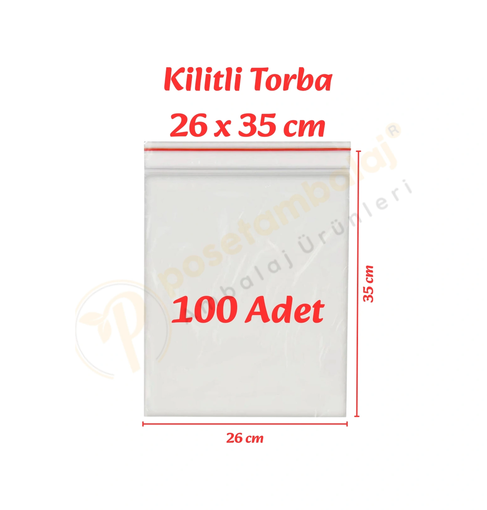 26x35 Cm. Kilitli Torba 100 Adet