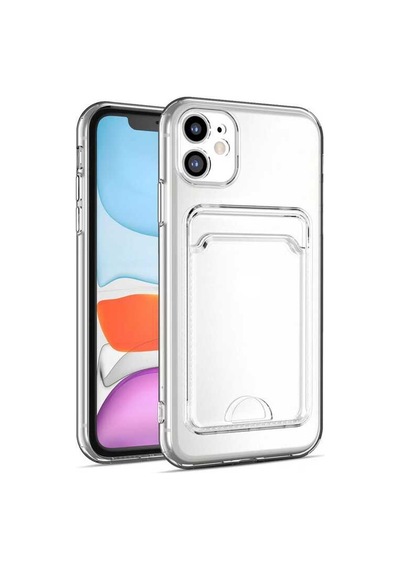 Apple Uyumlu Adige iPhone Uyumlu 12 Kılıf Kamera Korumalı Kartlıklı Setra Şeffaf Silikon -