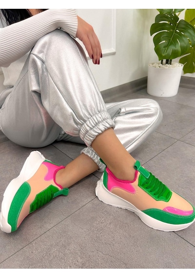 Erva'nın Butiği Yeşil Pembe Triko Mines Kadın Bağcıklı Sneakers-5218 Pembe Yeşil Triko Erva'nın Butiği Yeşil Pembe Triko Mines Kadın Bağcıklı Sneakers-5218 Pembe Yeşil Triko