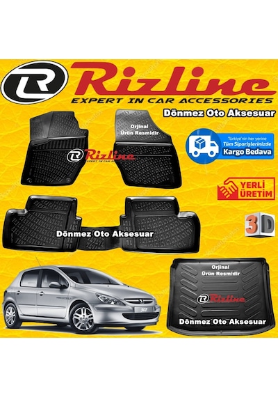 Peugeot 307 3D Paspas+Bagaj Havuz Siyah Hb 2001-2008 Arasırizline