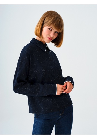 Oversize Kadın Polo U.kol Lacivert