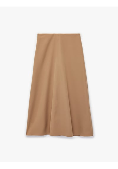Koton Yüksek Bel Regular Fit Kloş Maxi Etek Ten Rengi 6wak70182uw Ten Rengi