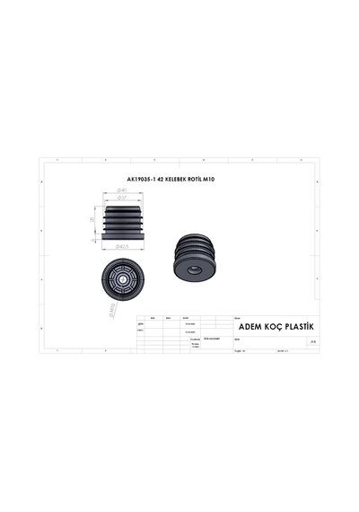 Cateksss 42 Mm Kademeli Plastik Rotil Gövdesi M10 Siyah - 45 Li Paket