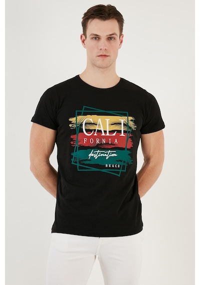 Buratti Pamuklu Slim Fit Bisiklet Yaka Erkek T Shirt 541California24 Siyah