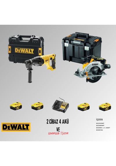Dewalt DCH133NT + DCS565NT 4 Adet 5 Amper Akü + Şarj Aleti Set
