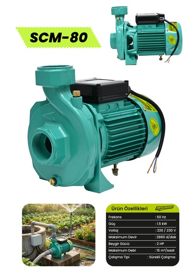 Reschmann R-scm-80 Profesyonel Santrifüj Su Pompası 1.5 Kw / 2 Hp