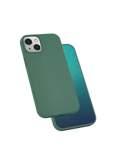 Apple Uyumlu iPhone 13 Uyumlu Zore Silk Silikon-koyu Yeşil Koyu Yeşil -