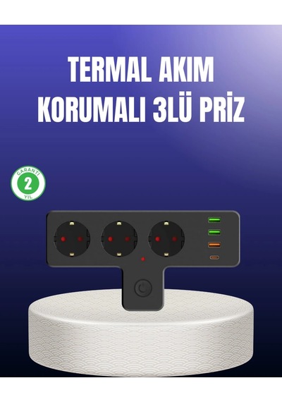 Usb Ve Type-c Portlu Anahtarlı Çoklu Priz Güç Ünitesi Standart