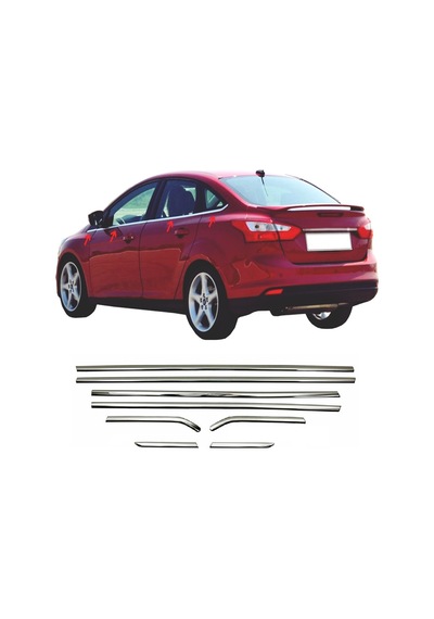 Ford Focus 3 Sedan Krom Cam Çıtası 8 Prç P.çelik 2010-2018 Arası
