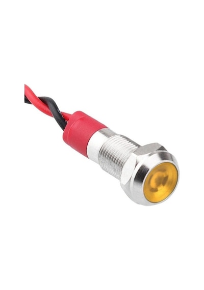06l-p1 Metal Sinyal Lambası 6mm 12-24v Kablolu Sarı