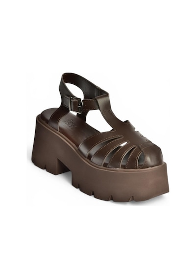 Fox Shoes Y272983109 Kahverengi Kalın Tabanlı Kadın Sandalet Ayakkabı