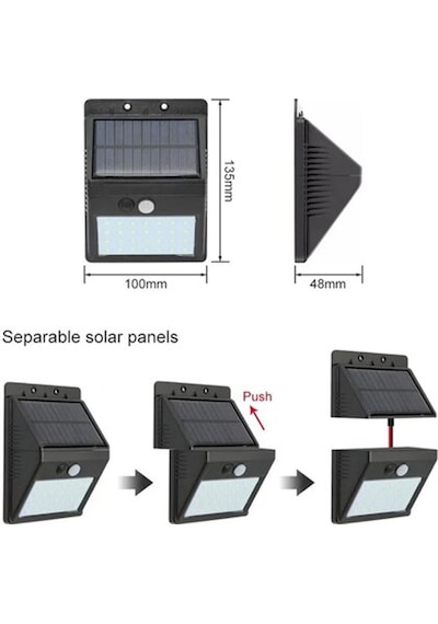 Solar Enerjili 20 Led Duvar Lambası Hareket Sensörlü Su Geçirmez Kablo Gerektirmez