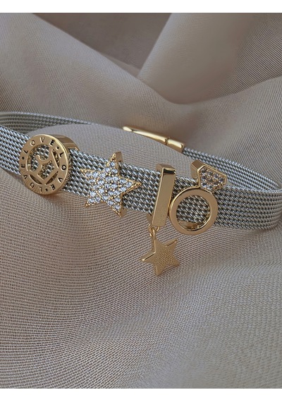 Eva Takı Store Mesh Charm Yıldız Yüzük Çelik Bileklik Gümüş