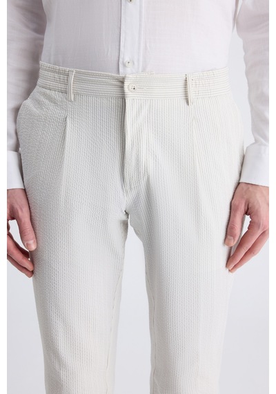 Twn Slim Fit Ekru Çizgili Pamuklu Jogger Pantolon 4ec0305013442 E01