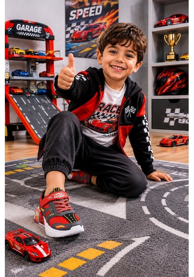 Mini Bonito Erkek Çocuk Ortopedik Garaj Tabanlı Spor Ayakkabı Çift Metal Arabalı Tasarım Füme Mini Bonito Erkek Çocuk Ortopedik Garaj Tabanlı Spor Ayakkabı Çift Metal Arabalı Tasarım Füme