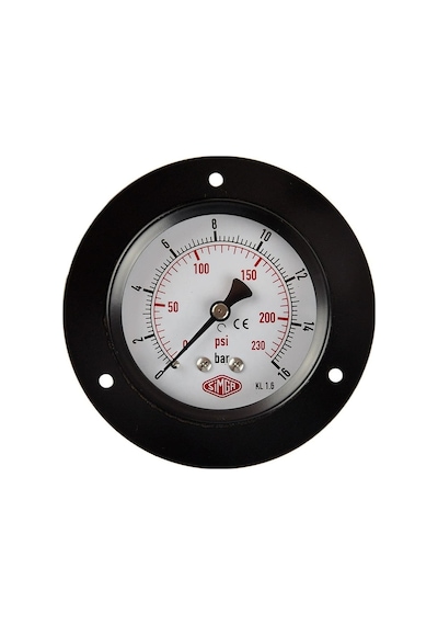 Simga 0-400 Bar Çap Ø63 MM Ön Flanşlı Kuru Tip Manometre