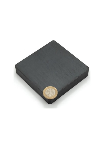 Çok Güçlü Kare Blok Ferrit Mıknatıs - Siyah Magnet - Y35 Kalite - 100x100x20 mm