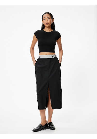 Koton Midi Boy Keten Kalem Etek Önden Yırtmaç Detaylı Beli Kontrast Detaylı Slim Fit Siyah 4sak70292pw Siyah Koton Midi Boy Keten Kalem Etek Önden Yırtmaç Detaylı Beli Kontrast Detaylı Slim Fit Siyah 4sak70292pw Siyah