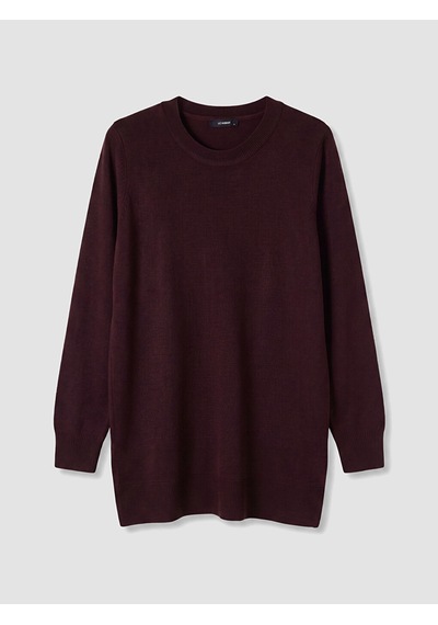 Lc Waikiki Lc Waıkıkı Bordo Bisiklet Yaka Kadın Triko Tunik