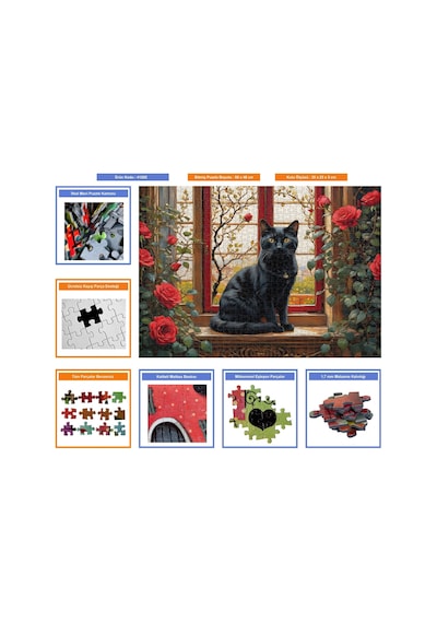 Nova Puzzle 1000 Parçalı Pencere Önündeki Siyah Kedi Puzzle - 41202