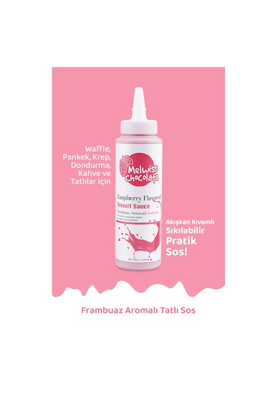 Melwiss Chocolate Frambuaz Aromalı Çikolata Sosu - Waffle Pankek Sosu 330 G