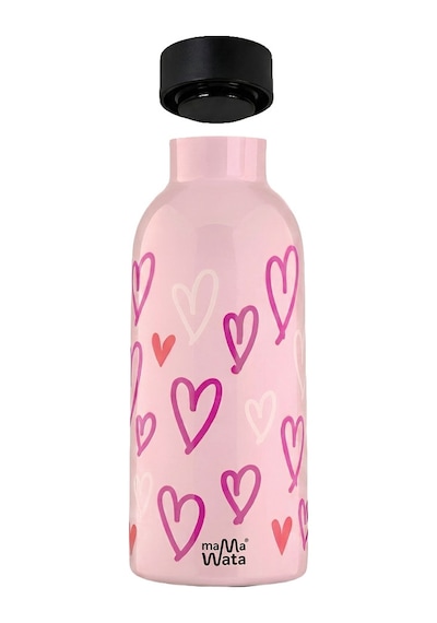 Mamawata Hearts Paslanmaz Çelik Termos Matara 470 Ml Sızdırmaz Yalıtımlı Suluk Açık Pembe