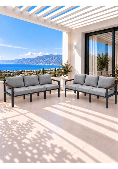 Neokas Bahçe Mobilyası 6 Kişilik L Koltuk Köşe Takımı Balkon Oturma Grubu