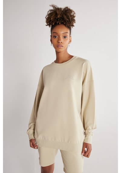 AC&Co / Altınyıldız Classics Erkek Bej Oversize Fit Geniş Kesim Bisiklet Yaka Pamuklu Sweatshirt Bej AC&Co / Altınyıldız Classics Erkek Bej Oversize Fit Geniş Kesim Bisiklet Yaka Pamuklu Sweatshirt Bej