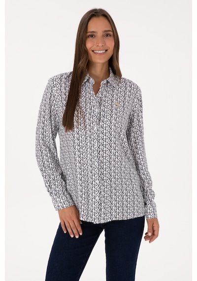 U.s. Polo Assn. Kadın Beyaz Gömlek Desenli 50316415-vr013 Beyaz