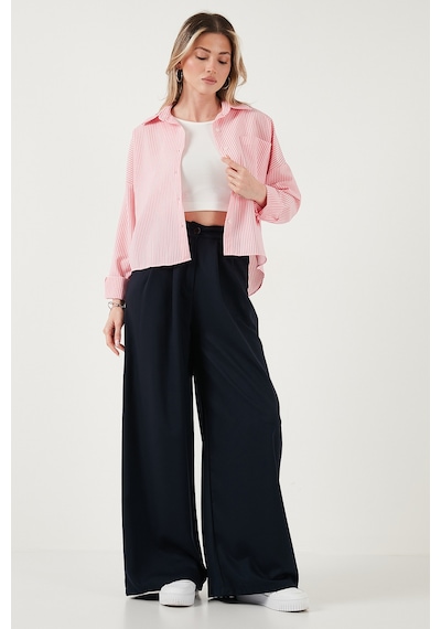 Lela Wide Leg Yüksek Bel Geniş Paça Palazzo Bayan Pantolon 5866290 Lacivert