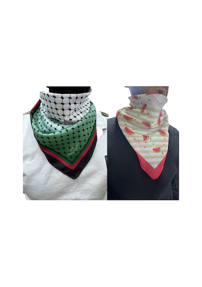 Aldaıyr 2 Adet Filistin Temalı Fular 50x50 Unisex Günlük Kullanıma Uygun Puşi Şal Kefiye Filistin Bayrak Renkli 19