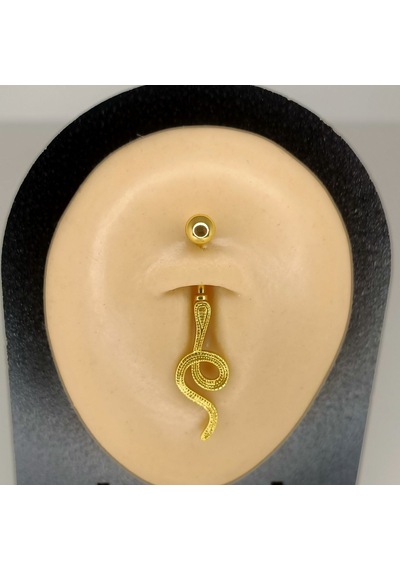 Aya Tasarım Gold Renkli Yılan Göbek Piercing Altın