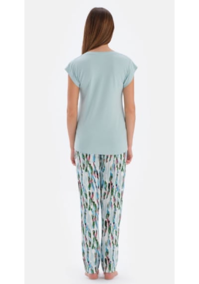 Eros 33580 Kısa Kol Kadın Pijama Takımı Mint Mint Yeşili