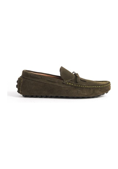 Mubiano Hakiki Deri Erkek Süet Haki Bağcık Detay Loafer -mssr1273-hk Haki