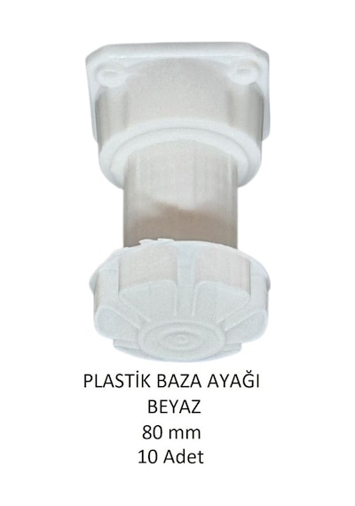 Plastik Baza Ayağı, Beyaz, 8 Cm 10 Adet Beyaz