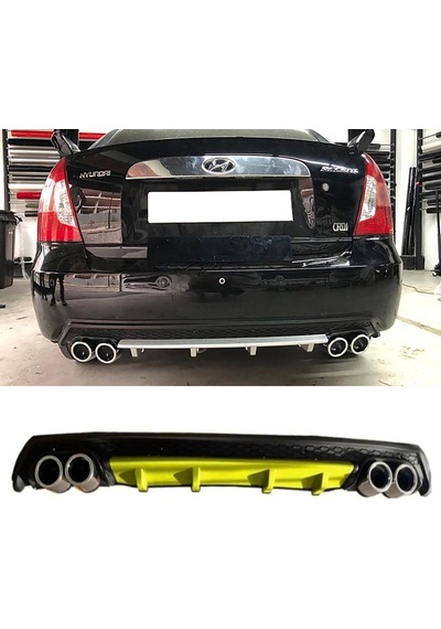 Hyundai Accent Era Uyumlu Sarı Difüzör Çiftli Yuvarlak Egzoz Görünümlü D Tip Difizör 2006 - 2009