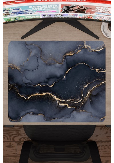 Siyah Mermer Kaymaz Dikişli Kauçuk Oyuncu Mousepad V2 - 48x40 Xl Gaming Mouse Pad Fare Altlığı