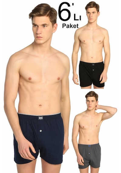 Tutku Erkek Karışık Renk 6'lı Paket Penye Düğmeli Boxer Elf568t0117ccm6 Turuncu